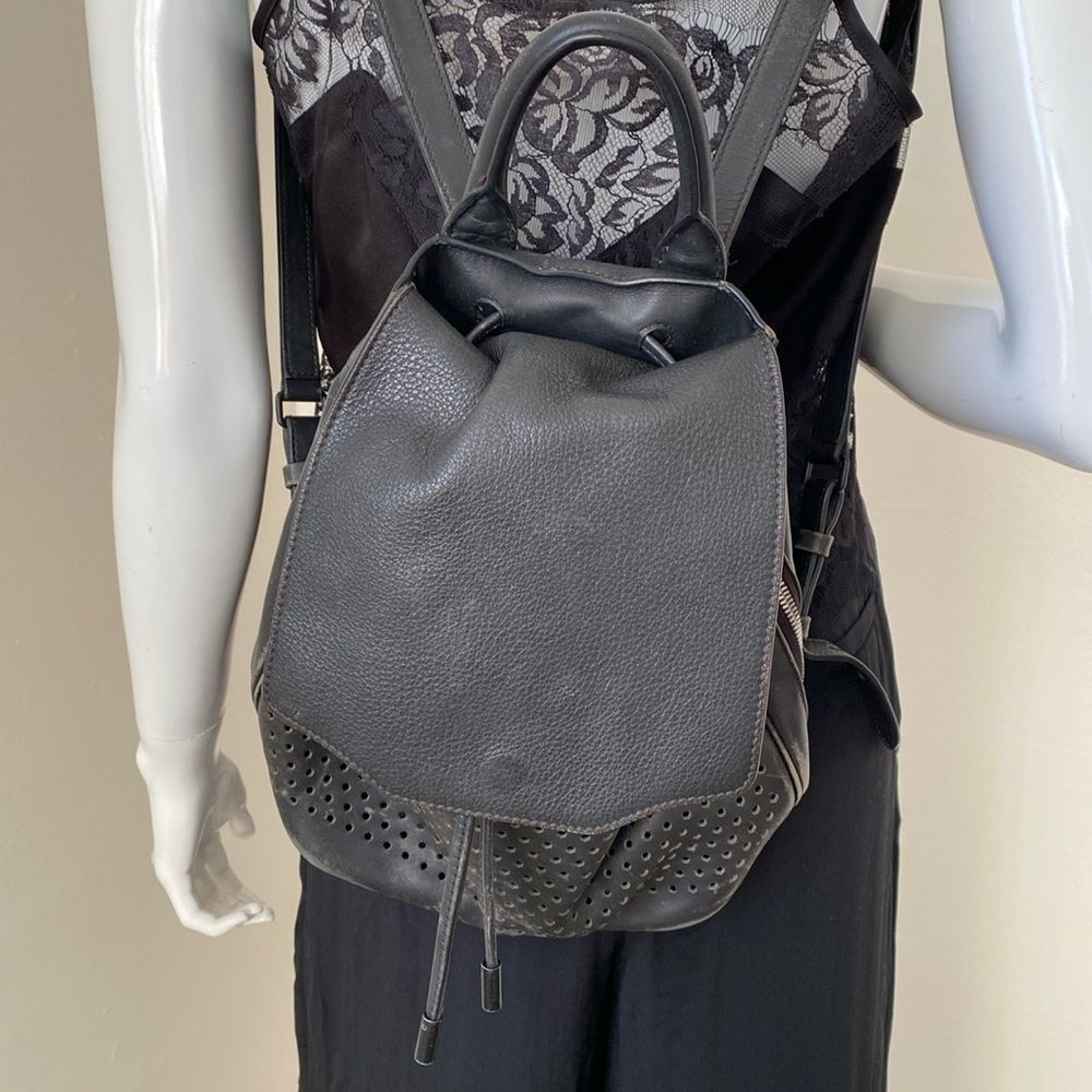 Rag & Bone Black The Pilot Perforated Leather Mini Backpack